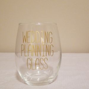 "Wedding planning glass" stemless wine glass